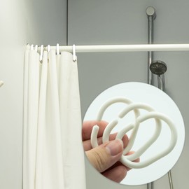 Shower Curtain Rings,12 Pack Plastic Curtain Hanging Rings,C-Shaped Shower Curtain Hook Made of Plastic, Shower Curtain Hooks for Bathroom,White, Hooks for Bathroom Shower Window Rod