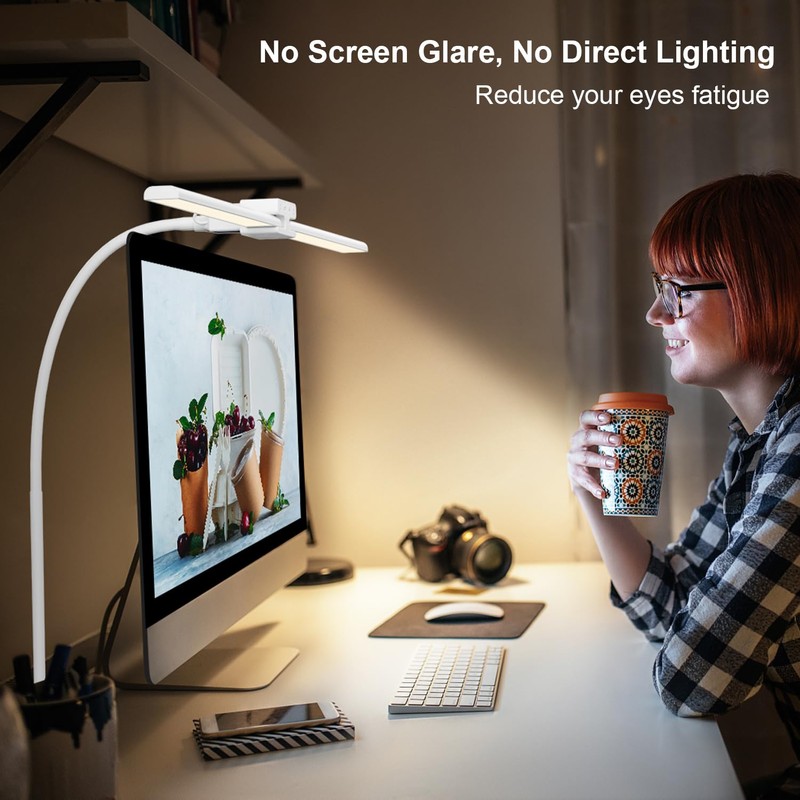 EppieBasic LED Desk Lamp, 24W Double Head Desk Light,Architect Clamp