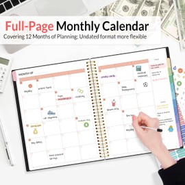 SUNEE Budget Planner - Monthly Budget Book with Expense Tracker Notebook, A4(8.5" x 11") Undated 12 Month Bill Organizer & Finance Planner to Manage Your Money, Account Book with Colorful Tab, Black