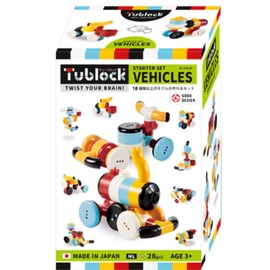 Blocks, Toy to Raise Right and Left Brain, Assembly, Educational Toy, 5 Years Old, 6 Years Old, Elementary School Students, [Tublock Tube Lock] Starter Set, Vehicles, 28 Pieces, Boys, Girls, Birthday Gift, Gift