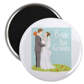 CafePress Bride And Groom Magnets 2.25" Round Magnet, Refrigerator Magnet