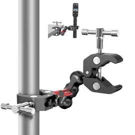 Mechrig Super Double Clamp Camera Mount - 360° Magic Arm with Dual Ball Heads for Desktop, Light Stand, Umbrella, Motorcycle & Photo Studio Light Stand (1/4"-3/8" Threads Holes) -SJ012