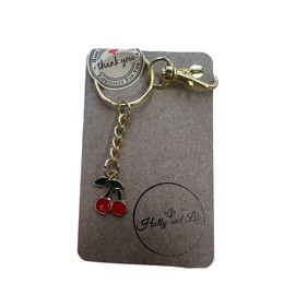 Keyrings, Handmade Keychains, Zipper Chains, Keyrings (Cherry - Gold)