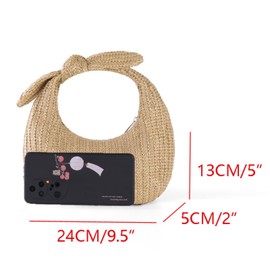 EZ PEACH Grass Knitting Bag, Women's, Paper Clutch Bag, Shoulder Bag, Lightweight, Bag, For Beaches, Beaches, Swimming, Travel, Summer, Fireworks Displays, Natural Bag, For Seaside, Fireworks