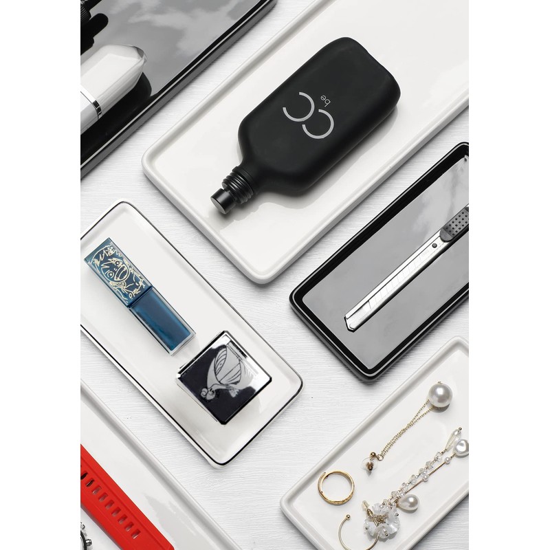 Nucookery 6" Small Rectangular Vanity Sink Tray for Bathroom,Ceramic Kitchen