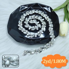 Yhsheen 2 Yards Rhinestone Trim Diamond Crystal Rhinestone Chain Sparkly Rhinestone Applique for Wedding Party Decoration & Bridal Costume Embellishment Clothing Accessories