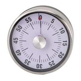 Mechanical Countdown Timer 60 Minute Magnetic Stainless Steel Visual Kitchen Timer for Cooking Kids Study White