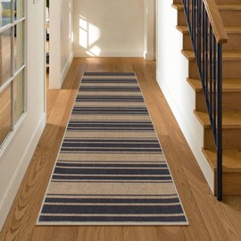 Striped Easy Jute Runner Rug,2x6 Kitchen Runner Rugs for Hallway Non Slip Washable Striped Indoor Outdoor Carpet for Laundry Room Bedroom Entry 6ft