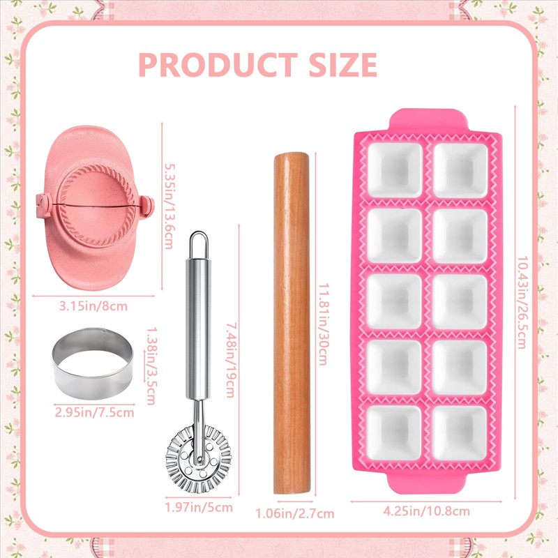UgyDuky 5 Pcs Ravioli Mold Set Include Square Ravioli Maker