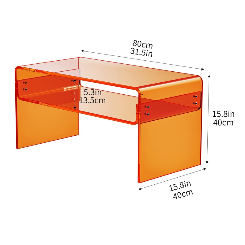 solaround Acrylic Coffee Table for Living Room Clear Rectangle Lucite