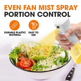 Cheer Collection Plastic Oil Sprayer Set of 2 – 200ml & 300ml Plastic Olive Oil Spray Bottles for Cooking, Food Prep, Salad, BBQ & Air Fryer Use, Easy Press Nozzle, White