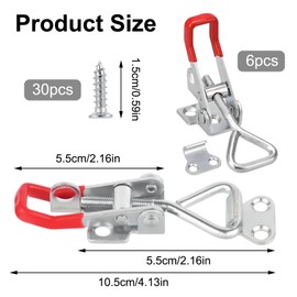 Pack of 6 Toggle Lock Lever Clasp, Box Closure, Tension Clasp, Adjustable Toggle Clamps, Toggle Lever Tensioner Metal Snap Lock Lever Lock for Crates Cupboard, Load Capacity 100 kg