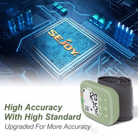 Sejoy Blood Pressure Machine, Wrist Blood Pressure Cuff Monitors for Home Use, Automatic Digital BP Machine with Irregular Heartbeat Detector, Large LCD Display, Dual Users Mode, 2x60 Memory