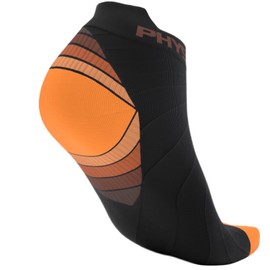 Compression Running Socks Men & Women - Best Low Cut No Show Athletic Socks for Stamina Circulation & Recovery - 2 PAIR BLK ORNG L/XL