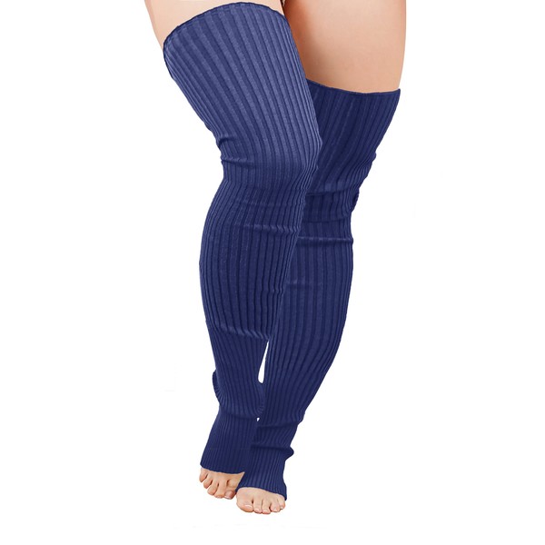 v28 Plus Size Knit Leg Warmer Women Thick Thigh High