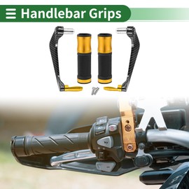 Partuto 7/8" 22mm 15/16" 24mm Motorcycle Hand Grips Cover Kit Aluminum Alloy Rubber Handlebar Hand Grips Gold Tone