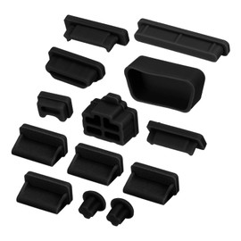 MECCANIXITY 65pcs Laptop Port Duct Cover 13 Types Plugs Caps for Notebook Laptop PC Computer, USB/VGA/Audio Jack/SD, Black