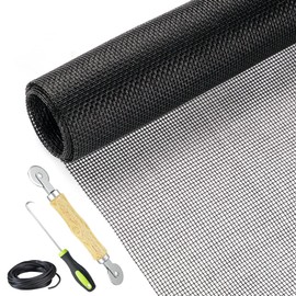 Screen Repair Kit Easy DIY Project 36" x 90" Fiberglass Screen Mesh with Rolling Tool and Screen Retainer Spline Screen Replacement kit for Windows Sliding Doors and Patio Screens (36" x 90", Black)