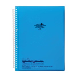 Lihit Lab N1483-8 Clear Book, Easy Change, 20 Pockets, A4, 30 Holes, Blue