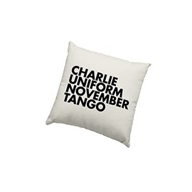 Funny Cushion Cover - Charlie Uniform November Tango Scatter Cushion Home Accessory Pillow Bedroom Funny NSFW Rude Swear - Natural Canvas 40x40cm