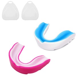 2 Pcs Sports Mouth Guard Kids Gum Shield Sports Mouthguard with Portable Case, Youth Mouth Guard for Rugby, Hockey, Boxing, Martial Arts, Contact Sports