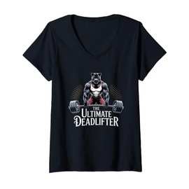 Womens Kid Black Panther Deadlifter Funny Workout Gym Black Panther V-Neck T-Shirt