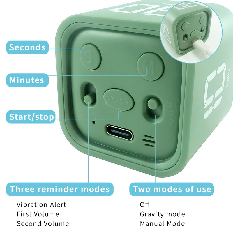 QUMOX Timer Cubo 5 10 30 60 Minuti, Timer Digitale