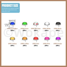 Wokape 200Pcs 6MM（0.24In Rhinestone Stud Refill Assortment Set 10 Colors Dazzling Crystal Claw Beads 4 Claw Nailhead Rivet Punk Copper Spikes Decorative Rivets for DIY Leather Crafts Clothes