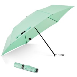 G4Free Compact Umbrella & Travel Umbrella, 115g, Ultralight, Ultra Small, UPF 50+ Mini UV Parasol, Carbon Fiber Ribs, light green