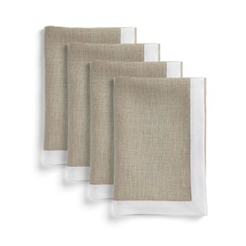 Solino Home Linen Napkins Set of 4 – 100% Pure Linen White and Natural Cloth Napkins 20 x 20 Inch – Washable Dinner Napkins for Fall, Thanksgiving – Classic
