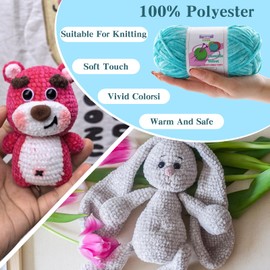 DAERBOF Chenille Yarn, Soft Fluffy Velvet, 3 Skeins (3196.8yds, 33.5oz) (Beige)