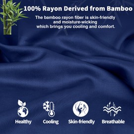 Homiest 100% Viscose Derived from Bamboo Fabric by The Yard, 98 Inch Wide Navy Blue Fabric Soft & Cooling Cloth Fabric, Silky Lining Fabric for Wedding Dress, Clothing Making, DIY Crafts (2 Yards)