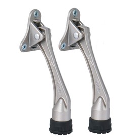 HOME&I Kickdown Door Stopper,4-Inch Door Holder Kick Door Kickstand Rubber Foot (Satin Nickel, 4 Inch x 2 Pack)