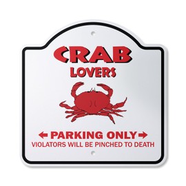 Crab Lovers Parking 14" x 14” Sign | Indoor/Outdoor Plastic | SignMission Designer Maryland Stone Blue King Food Novelty Gift Funny Joke Gag Road Garage