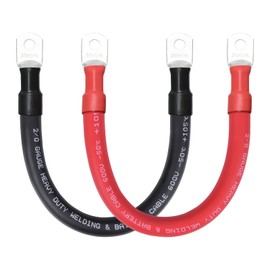 Geosiry 2/0 Battery Cables, 1FT 2/0 Welding Cable with 5/16” Lugs for DIY Enthusiasts and Professional Mechanics, Perfect for Cars and Motorcycles (2/0AWG-5/16, 1FT)