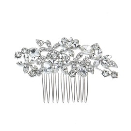 LOHGOU Bride Wedding Hair Comb for Women and Girls,Flower Bridal Hair Piece Rhinestone Side Combs Hair Accessories (Silver)