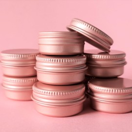 SHC Web 10 x Mini 10ml Rose Gold Tins with Screw On Lid - Lip Balm/Medication/Herbs/Cream/Wax/Balm - Cosmetic Container - Pink Aluminium Metal Jar 10g
