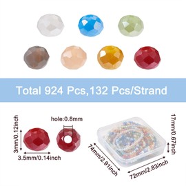 Craftdady 924Pcs AB Color Faceted Rondelle Beads 7 Strand Glass Crystal Beads Strands Loose Spacer Bead Charms for DIY Jewelry Crafts Making