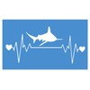 EZ-STIK Shark Heartbeat lifelineI250 8" Wide Sticker Decal Great White