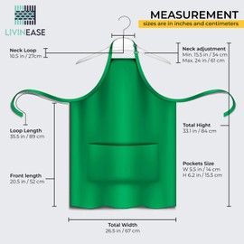 LivinEase Unisex Adjustable Bib Aprons - Stylish Chef Aprons with Double Pockets for Men and Women – Ideal for Cooking, Gardening, and Barbecue Aprons