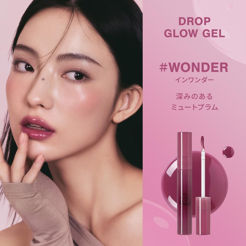 3CE Drop Glow Gel In-Wonder Lip Tint Lip Lipstick Korean