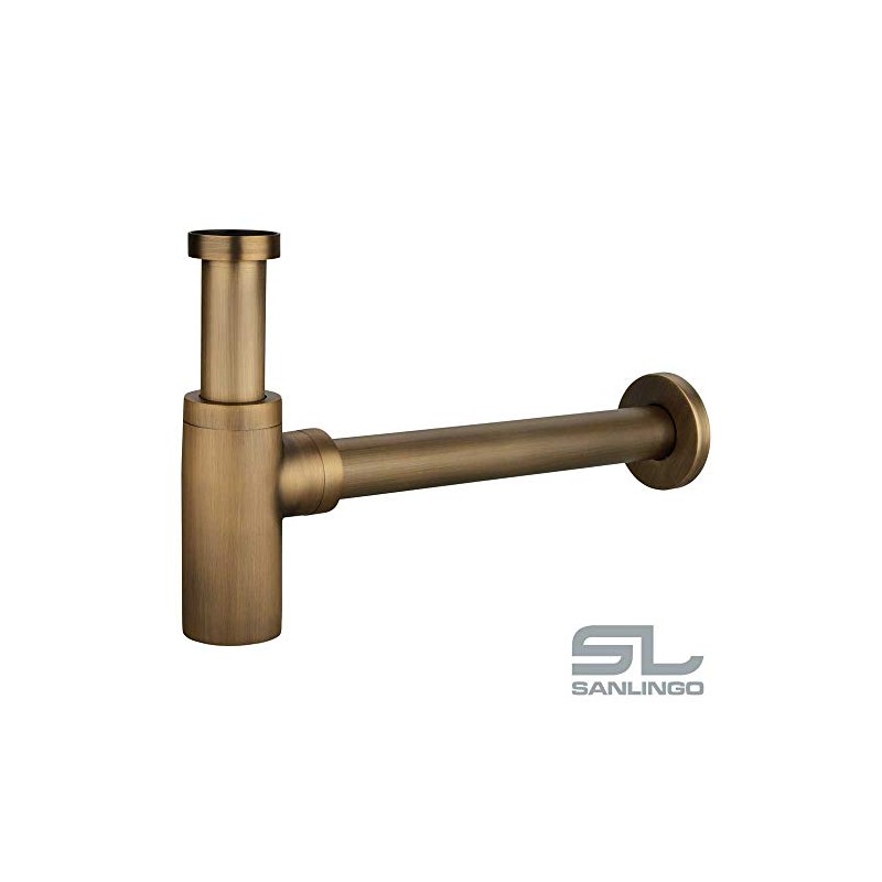 Luxury Bathroom Kitchen Bottle Trap Waste Pipe Round Antique Brass