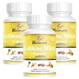 2+1 Free Wheat Works Golden Milk Capsules Golden Milk Turmeric Latte with Turmeric, Ginger, Lemongrass, Ashwagandha and Rosehip - Monthly Pack 150 Vegan Capsules