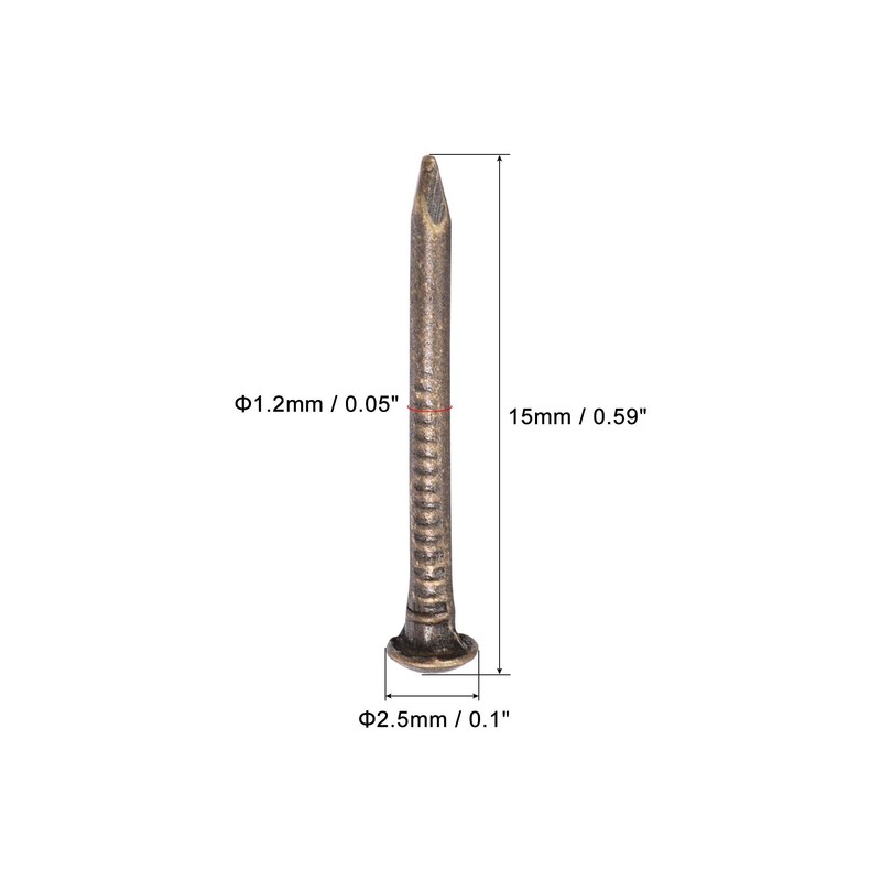 sourcing map Pack of 50 Small Brass Nails 1.2 x