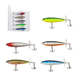 Top Water Fishing Lures, 5PCS Plopper Fishing Lures for Bass Trout Pike Perch,Vibrant Colors, Realistic Design