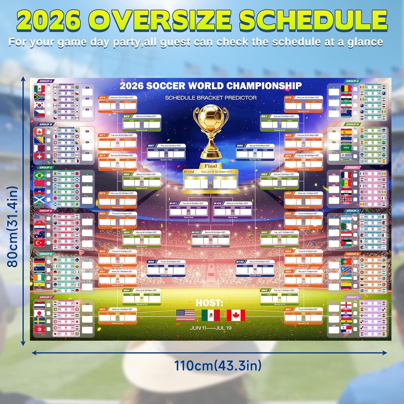 2026 World Soccer Tournament Extra Large Schedule Poster Set (43"