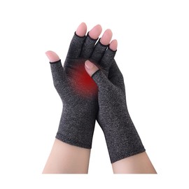 Donfri Finger Supporter Joint Full-finger Palm Supporter Thin Gloves Fingerless Gloves Gaming Gloves Gray Cotton Spandex Unisex Size M (x 1)