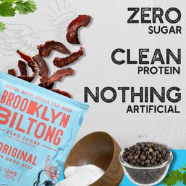 Brooklyn Biltong - Air Dried Grass Fed Beef Snack, South African Beef Jerky - Whole30 Approved, Paleo, Keto, Gluten Free, Sugar Free, Made in USA - 2 oz. Bags, 8 Count (Original)
