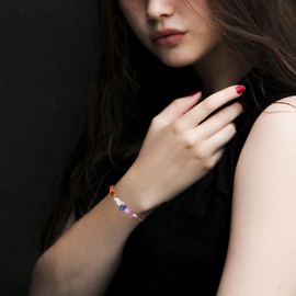 JSDDE Chakra Bracelet Braided Adjustable Pearl Bracelet Healing Stones Gemstone Bracelet Lucky Charm Jewellery for Men and Women, Stone