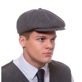 Wicked Costumes Adult Unisex Herringbone Flat Cap Fancy Dress Hat Accessory